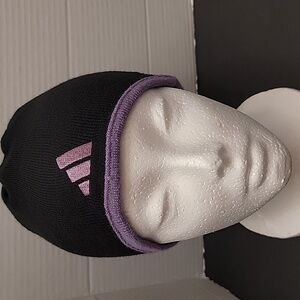 Adidas Black Hat with Lavender Edge w Reversible Striped Side.